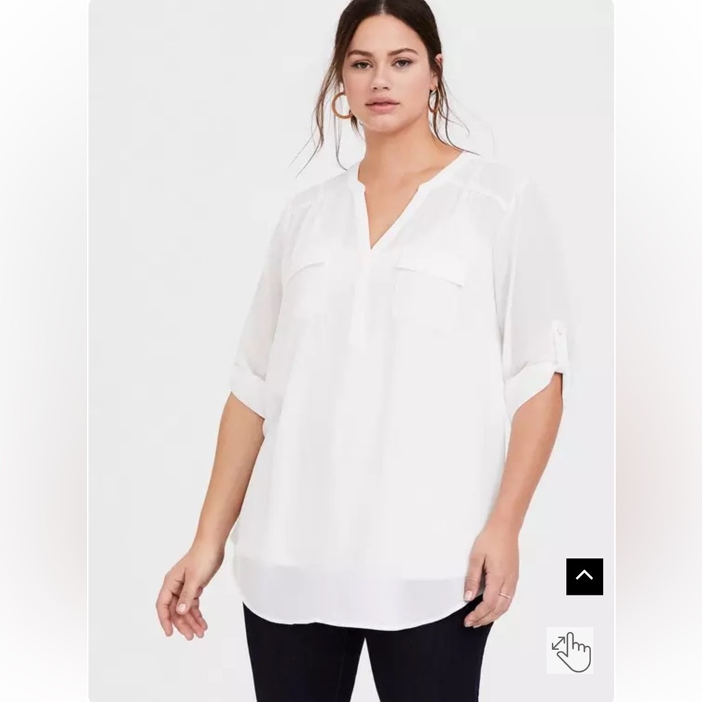 Torrid Harper Georgette Pullover 3/4 Sleeve Tunic Blouse White Size 5X